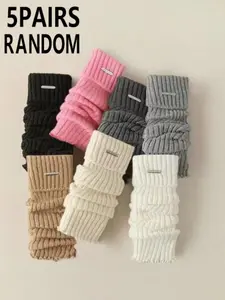 Women's Knitted Leg Warmer Socks Set, Random Colors, Fitted Design, All-Season Comfortable Leg Warmers, Ideal for Daily & Casual Wear