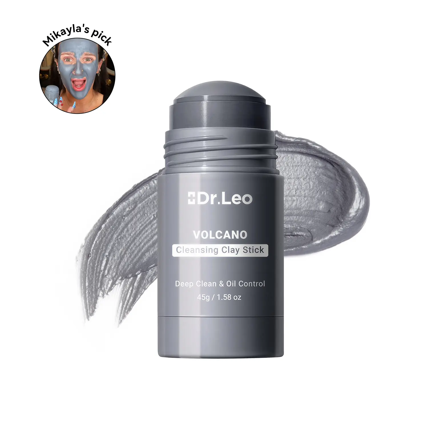 Dr.Leo Charcoal Volcanic Clay Mask Stick - 45g No Mess, No Dirty Fingers, Deep Pore Cleansing, Blackhead Removal, Oil Control Gentle for Sensitive Skin