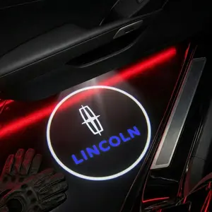 2 Pcs Lincoln Carbon Fiber Welcome Lights Set, Car Door Projection Lamp, Laser Light, Custom Decorative Floor Lamp, Car Ambient Lighting (batteries Not Included)