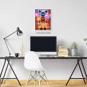 Streetwear Fashion Room Decor Rainbow Neon K Poster for Teen Boy Girl Bedroom Dorm Desk Abstract Face Design Artistic Wall Art Prints