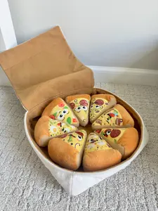 Doggie Deep Dish Toy Pizza - Fun Plush Toy in a Box with Cute Pizza Slices for Pet Play Doggie Deep Dish Toy Pizza - Fun Plush Toy in a Box with Cute Pizza Slices for Pet Play
