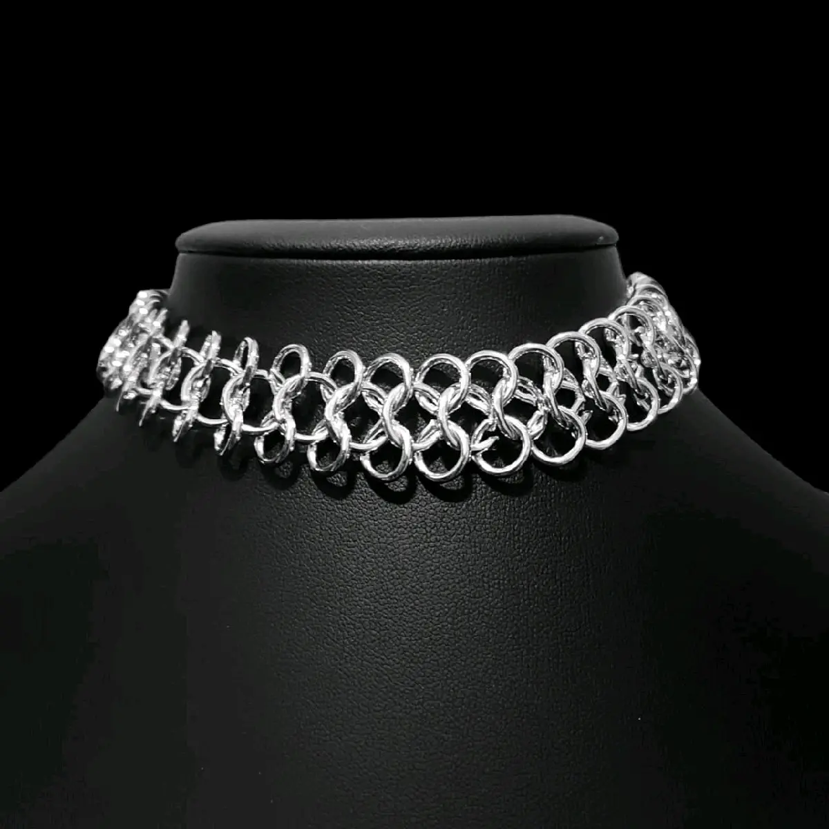 Silver Chainmail Choker Necklace - Adjustable Size Silver Chainmail Choker Necklace - Adjustable Size