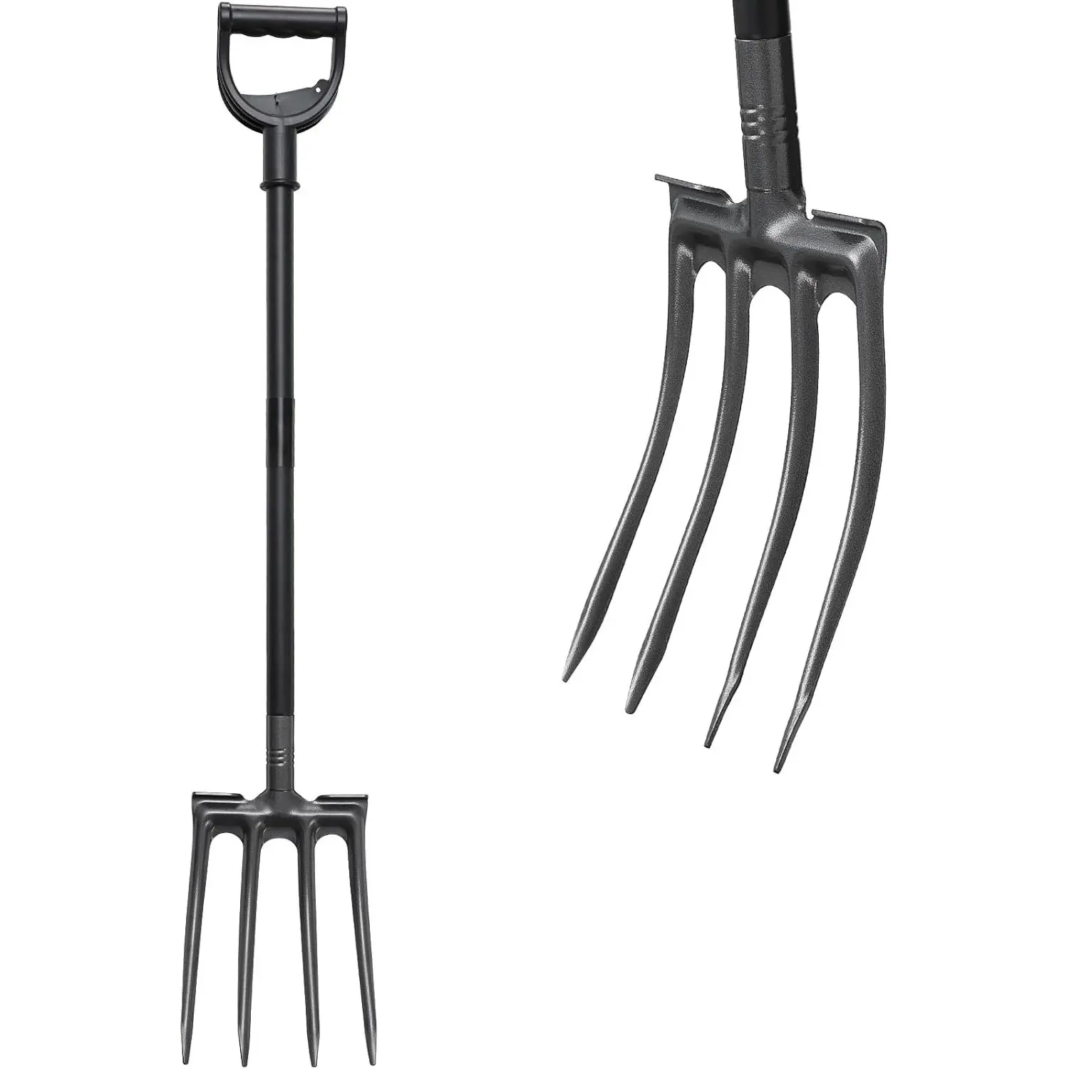 45in Rustproof Steel Hay Pitch Fork, Sharpened 4-Claw Tines, Anti-Slip Comfortable Handle Garden Tool for Composting, Horse Care – All Tools for Composting Tasks