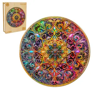 Mandala Dreamland Wooden Jigsaw Puzzle for Adults and Kids Unique Shape Animal Wood Puzzles Challenging Puzzle, Family Game Creative Gifts，Laser-Cut Durable HDF Wood Puzzle