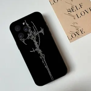 Cyber Sigil Cross Protective Phone Case For IPhone 17,16,15,14,13,12,11 Plus,Pro,Max,XR,XS,X,7,8 Plus,Mini Black Silicone Soft