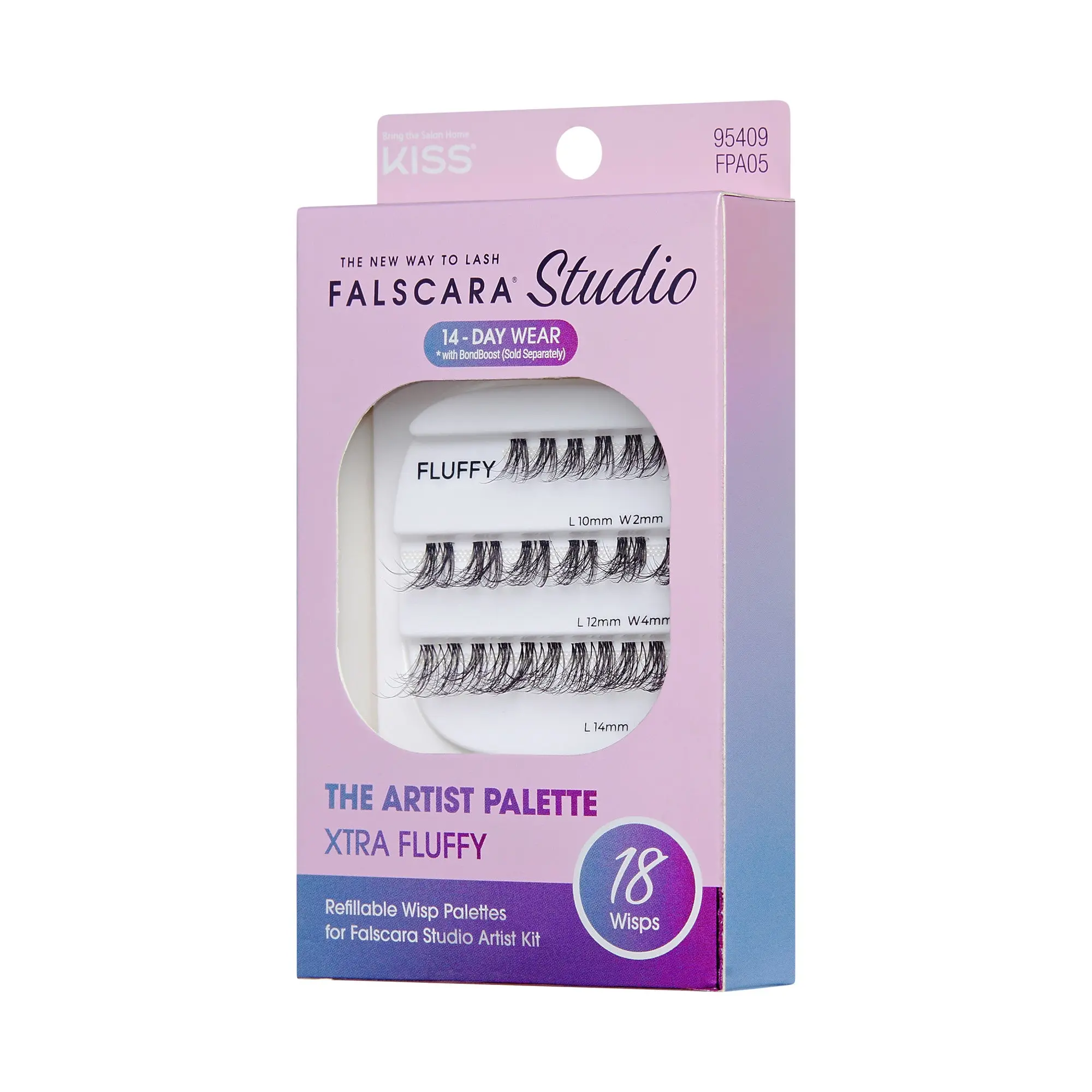 Falscara Studio Lash Palette - Xtra Fluffy Volume | DIY False Lash Extensions, Full Glam, Cluster Lash, Wispy Lashes, 18 Wisps, 10mm-14mm