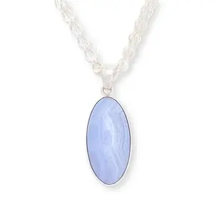 Mine Finds by Jay King Sterling Silver Blue Lace Agate Pendant with Chain