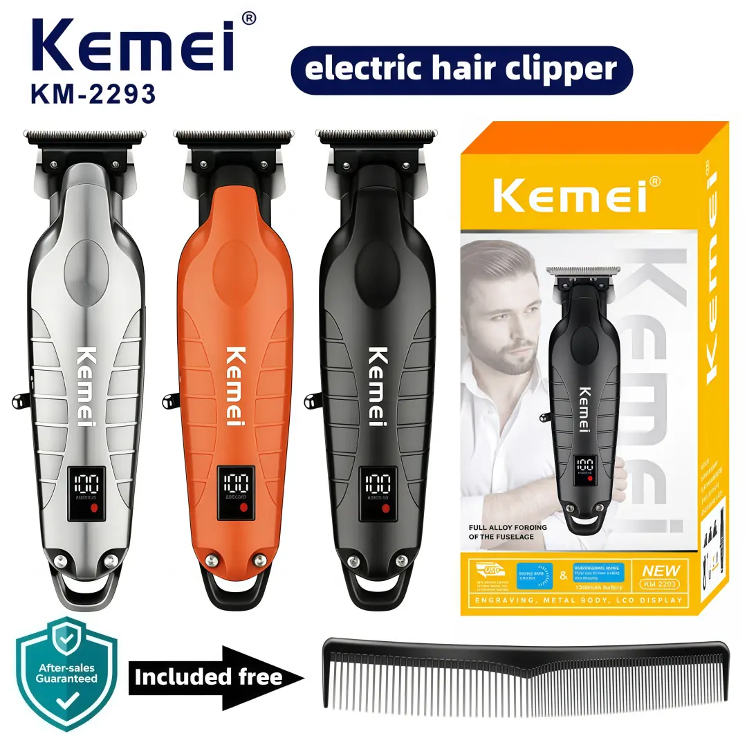 Kemei KM-2293 Digital Engraving Hair Clipper with Metal Body, wireless rechargeable hair trimmer, built-in lithium-ion battery, high-precision carving clipper, professional barber engraving trimmer. It is the perfect gift for male and female hairdressers.