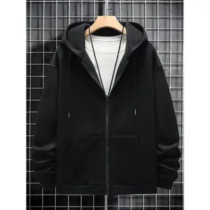 Unisex Hooded Zipper Jacket, Long Sleeve Casual Street Style Outerwear, Suitable for Men & Women, Daily Wear Essentials