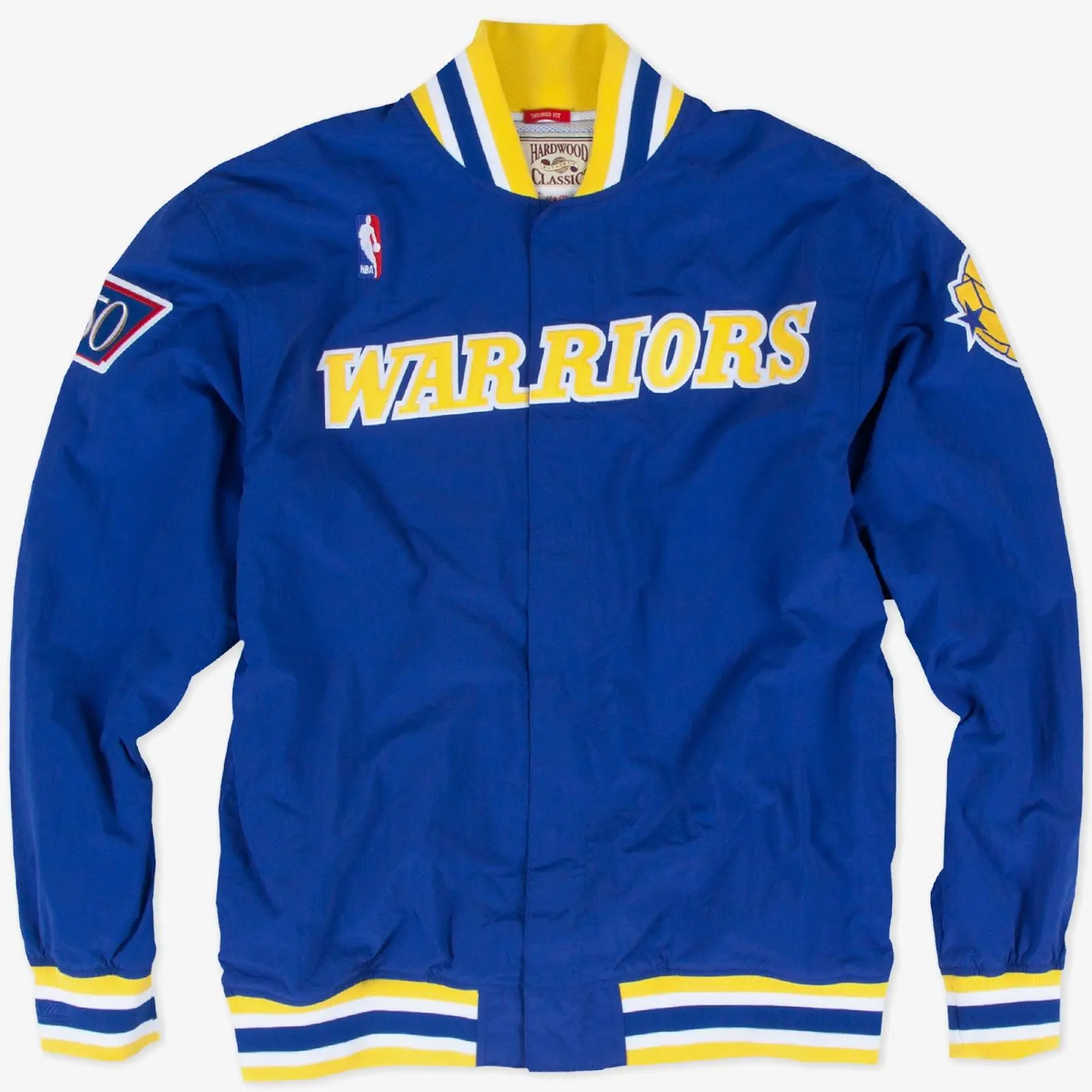 Golden State Warriors 1996-97 Royal Authentic Full-Snap Warmup Jacket NBA Throwback Outerwear Vintage Fan Gear Mitchell & Ness