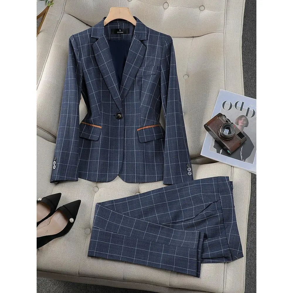 9566 blue grid+pants polyester fiber 70%