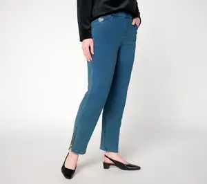 Quacker Factory Regular DreamJeannes Glam Zipper Ankle Pant
