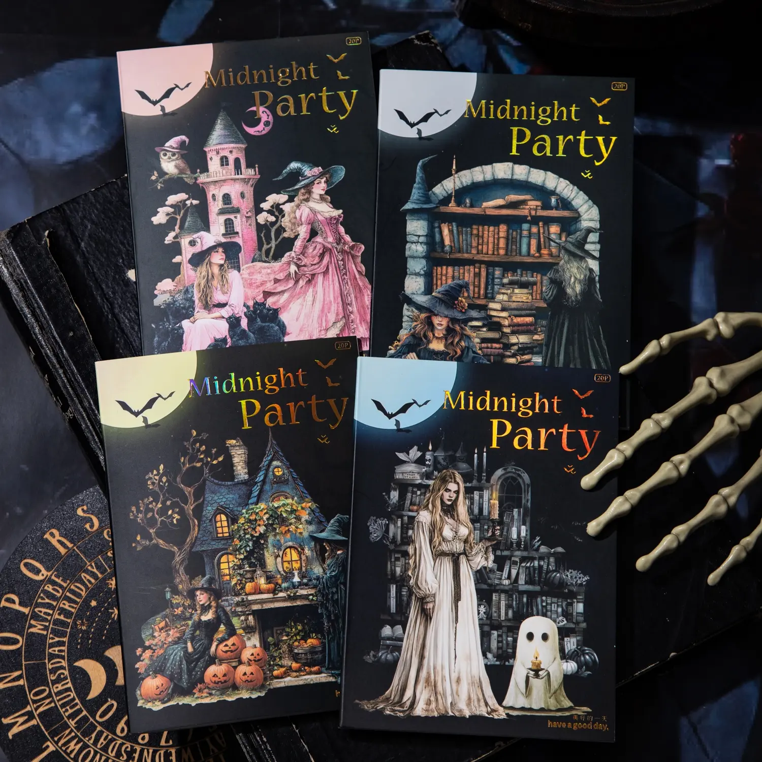 Gothic Halloween Sticker Book, Scrapbook Accessories, Decorative Stickers, Sticker Decal, Midnight Party Series, 20 Sheets/book, Pet & Washi Paper, Journaling Supplies, Scrapbooking, Scrapbooking Ephemera, Water Bottle Decoration, Handmade Crafts