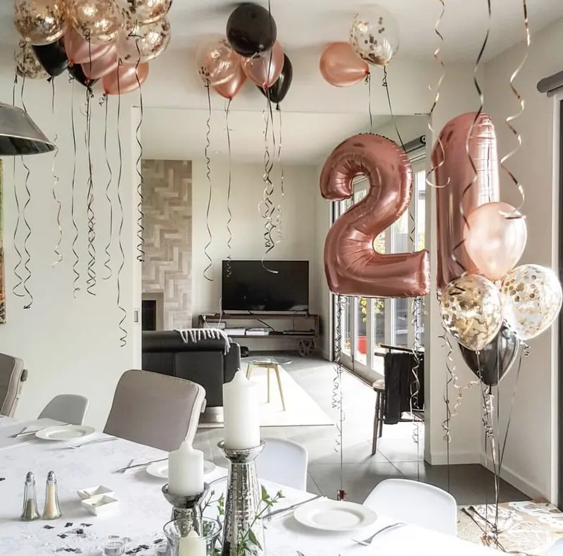 Rose Gold 21st Birthday decor set | Jumbo 21 Big number| 21st Birthday party ideas | 21st Birthday gifts for her | 21st birthday balloon kit Tool , include 26 ps