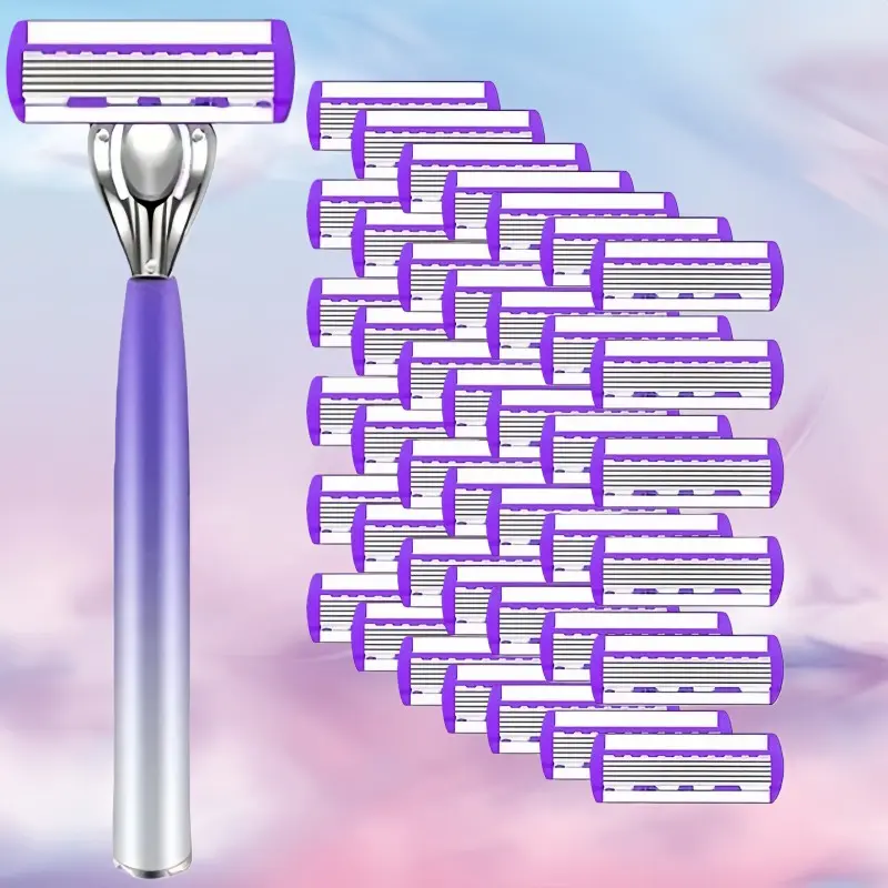 Men Women Body Groomer Shaver Razors 6 Layer Blades Manual Hair Removal Tool Ergonomic Handle Low Allergy Material Smooth Shaving Daily Essential