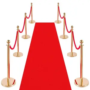 VEVOR Stanchions and Velvet Ropes 6Pcs, Hollow Base with Stainless Steel Post 32.81ft Carpet, 4 Red Velvet Ropes, Crowd Control Barriers Black Stanchions, Red Carpet Runner Poles for Party SuppliesVEVOR Super Brand Day