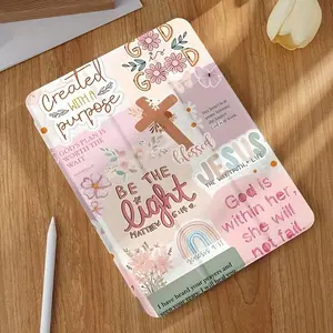 1pc Inspirational Floral & Scripture Case for iPad with 3-Fold Design, Stylus Holder & Auto Wake/Sleep - Soft Protective Cover Compatible with iPad 11/10/9/8/7/6/5th, iPad Air 7/6/5/4/3/2/1, iPad Pro 2024/7/6/5/4/3, iPad mini 7/6 (8. 3-Inch), Cute Case fo