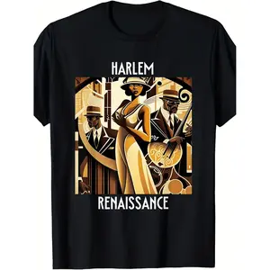 Harlem Renaissance 1920s TShirt Vintage Black History Month Cultural Artwear Round Neck Casual Educational Clothing