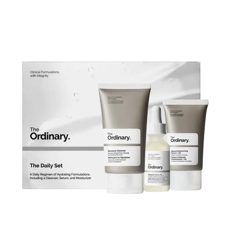 The Ordinary The Daily Set, Daily Skincare Routine with Squalane Cleanser, Hyaluronic Acid 2% + B5, and Natural Moisturizing Factors + HA | Skin Care Set