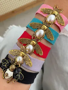 New Cute Bee Woven Bracelet, Adjustable Fashion Bangle, Animal Pattern, Suitable for Couples, Daily Wear, All Seasons