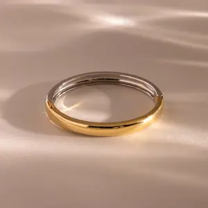 Mixed Metal Bangle by Caitlyn Minimalist - Chunky 18K Gold & Silver Bangle Bracelet - Two Tone Stacking Bracelet - Unique Statement Jewelry - Gift for Her