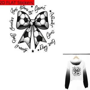 6 Pack Football Bowknot & Game Day Heat Transfer Patches 2D Flat Design Iron On Washable for T-Shirts Jeans Sweaters Bags Pillows DIY Crafts Accessories