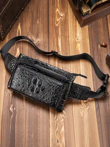 Men's Crocodile Embossed Belt Bag, Waist Belt Bag, Fashionable Casual Versatile Zipper Fanny Packs for Daily Used, Trendy All-match Sling Bag