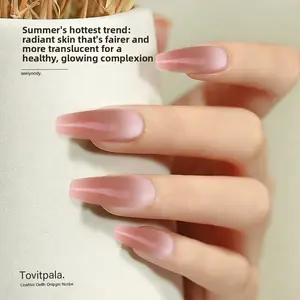 Gradient Nude Pink Solid Color False Nails Art Kits Reusable Press on Nails for Women Salon Quality DIY Manicure Full Cover Fake Nails Set