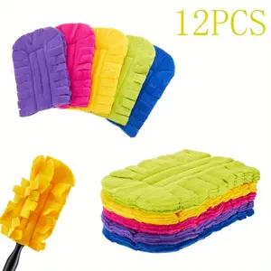 12PCS Heavy Duty Duster Refill Reusable Fleece Duster Refills Multi Surface Washable Cleaning Pads for Home, Blinds, Fans, Corners, Furniture