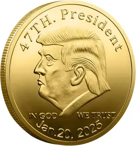 Trump 2025 Gold-Plated Commemorative Coin 45th & 47th President Limited Edition Challenge Coin Patriotic Collectible Gift for Trump Supporters & Coin Collectors 990