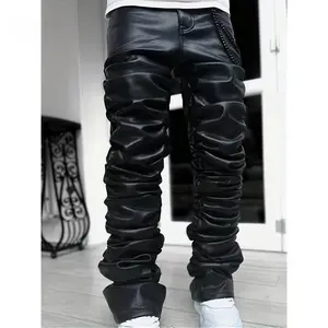 Men's Casual PU Leather Long Pants
