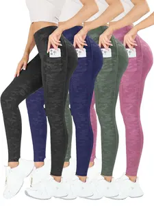 4PCS Affordable Women's Camo Print High Waist Yoga Pants with Pockets, Tight-Fitting Outdoor Sports Leggings, Suitable for Gym & Casual，All-seasons Wear,Exercise Pants