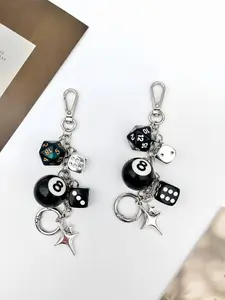 Creative and Simple Bag Accessory, Fashionable 8 Ball Keychain, Metal Color Bead Pendant, Holiday Gift, DIY Bag Charm