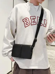 Men's Casual Solid Color Bag, Fashionable Pu Leather Crossbody Bag for Daily Used, Casual Trendy Versatile High-quality Daily Commuting Bag, Pouch