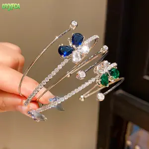 Women's Elegant Multi-Layer Butterfly Open Cuff Bracelet, Sparkling Cubic Zirconia Inlaid, Adjustable Metal Bangle, Skin-Friendly Design, Vintage Elegant, Ideal for Daily Wear, Parties, Weddings and Special Occasion Gifts,Summervibes