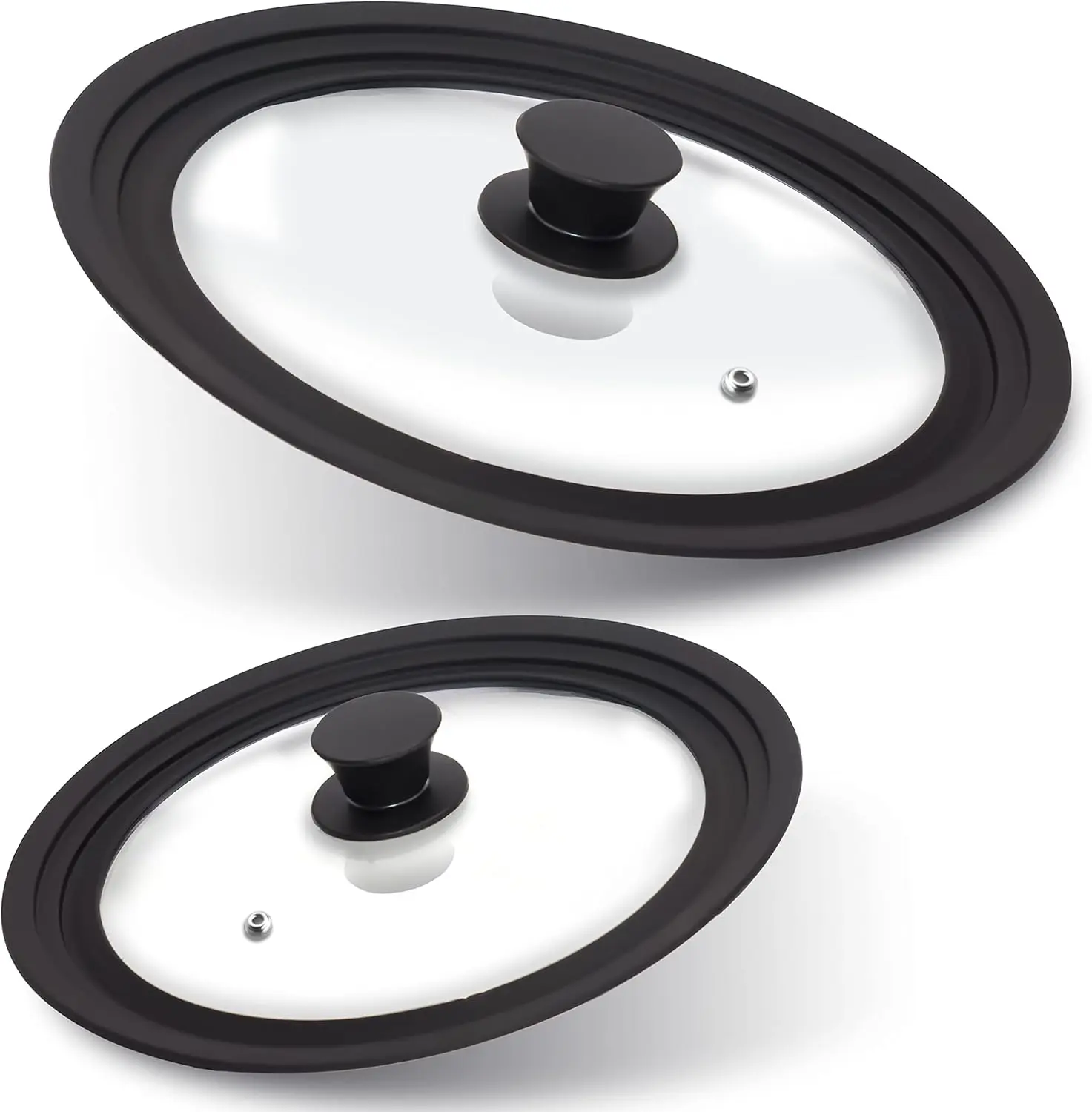 Silicone Universal Lid for Pots Pans and Skillets Tempered Glass Covered with Heat Resistant Silicone Rim Fits All 7 to 12 Diameter Cookware Easy to Use Replacement Frying Pan Cover