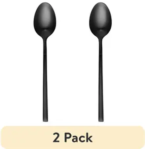 (2 pack) Stainless Steel Dinner Spoon, Black