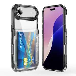 Fin Card Holder Protective Fitted Case for Iphone 17 Air Iphone17 Pro Max 15 16 13 12 Pro 14 Plus Iphone16 Iphone15 Clear Cases