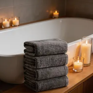 Luxury 4-Piece Microfiber Towel Set Solid Gray Ultra Soft Absorbent Quick-Dry Bathroom Towels 70x140cm Hotel-Style Comfort