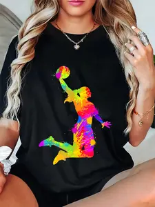 100% Cotton Unisex Basketball Girl Women Girls T-Shirt