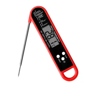 Digital Meat Thermometer Instant Read Waterproof Food Thermometer BBQ Thermometer with Backlight Magnet Calibration Thermometer for Kitchen Outdoor Cooking BBQ Grill Candy (Red)