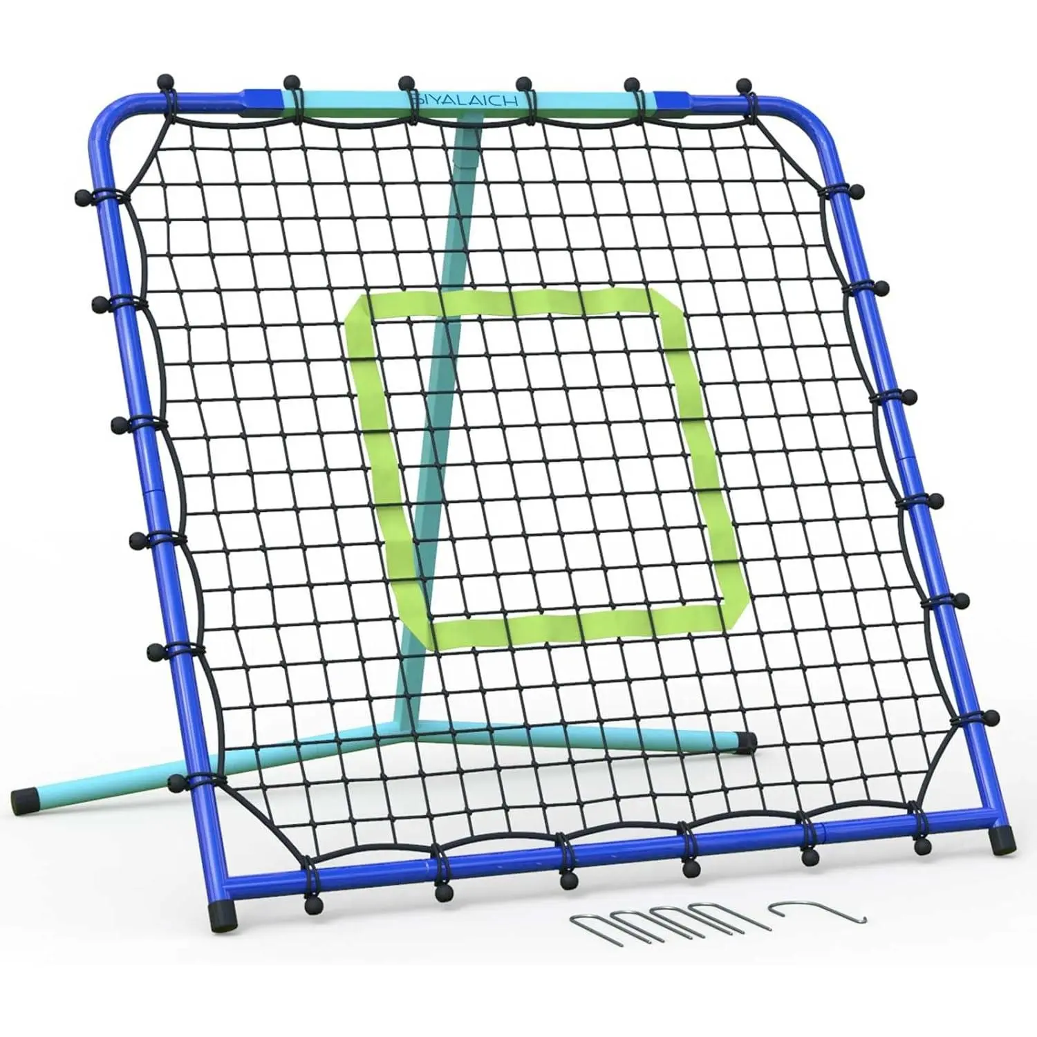 3x3 FT Baseball Rebounder Net - Pitchback Return Trainer with 5 Adjustable Angles, Adjustable Target Zone, Black Mesh, Blue Steel, Backyard Practice, 366 Days Replacement Service for Baseball & Softball Training