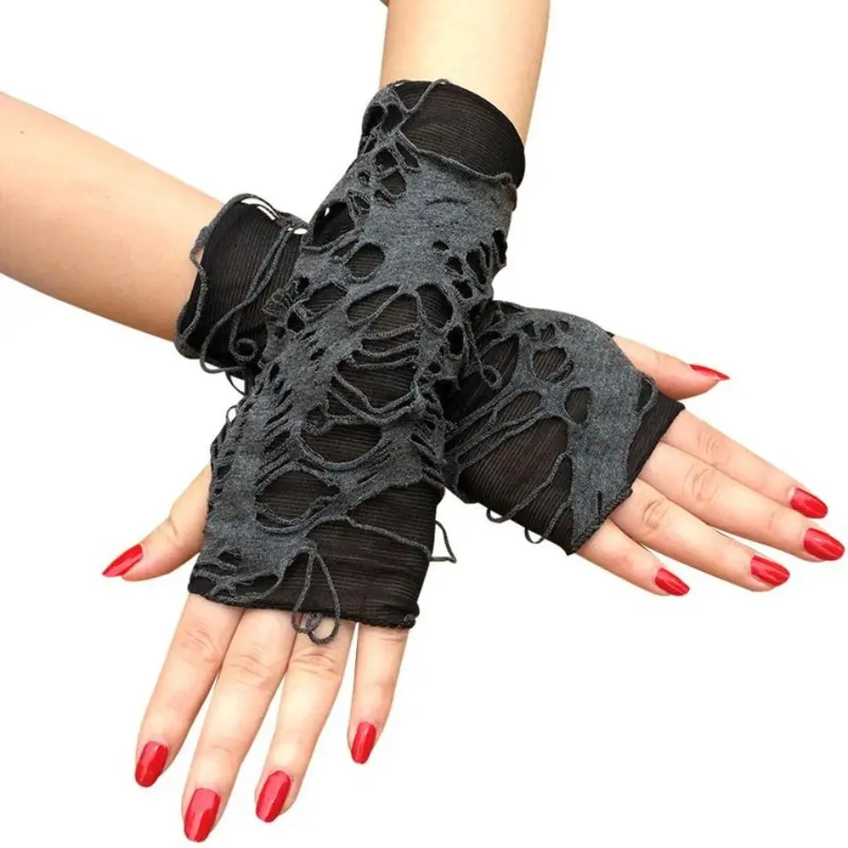 Long Fingerless Gothic Gloves, Unisex Solid Stretch Fabric Arm Sleeves for Festival Wear & Cosplay Accessories, Cosplays Accessories, Gothic Fingerless
