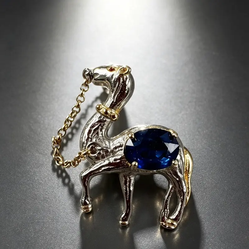 <PingEast jewelry > Blue Sapphire pendant ——925 Sterling Silver Pendant featuring a natural Sri Lankan Royal Blue Sapphire. Deep, vibrant royal blue brilliance with an elegant and timeless design.