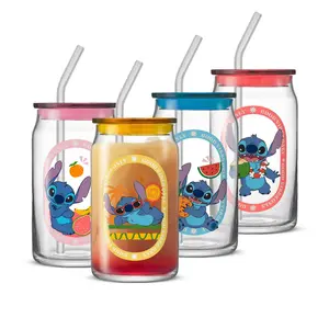 Disney Stitch Island Vibes Tumbler Glasses with Lids & Straws