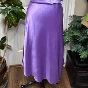 Lavender Satin Midi Skirt