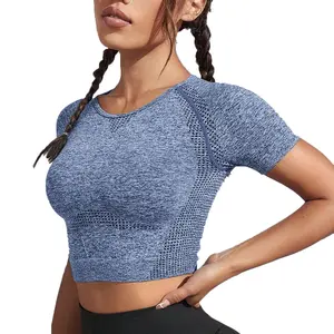 Yoga Vest for Female - Blue Short Sleeve Top Designed for Female Use