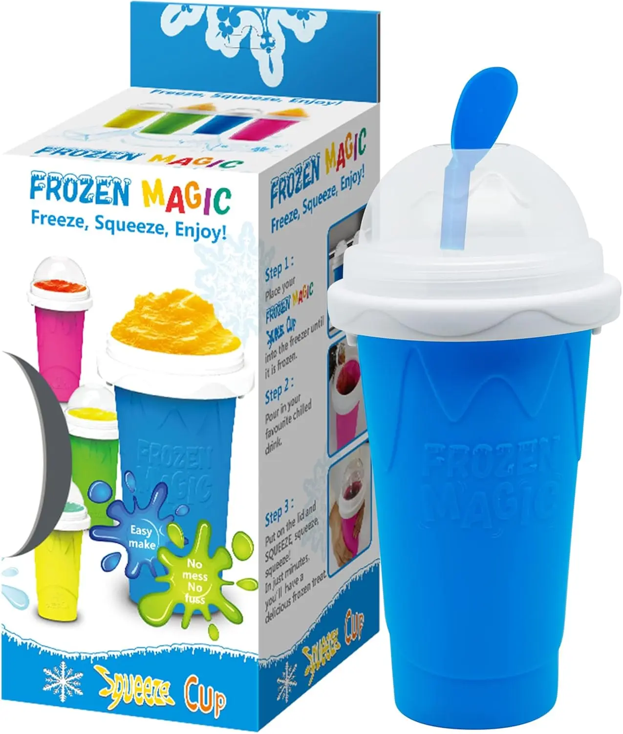 Slushy Maker Cup, Slushie Cup Maker, Milk Cola Juice Squeeze Cup, Magic Quick Freeze Cup, Cooling Cup, Smoothies Cup with Lids and Straws for All Age (Blue) Generic