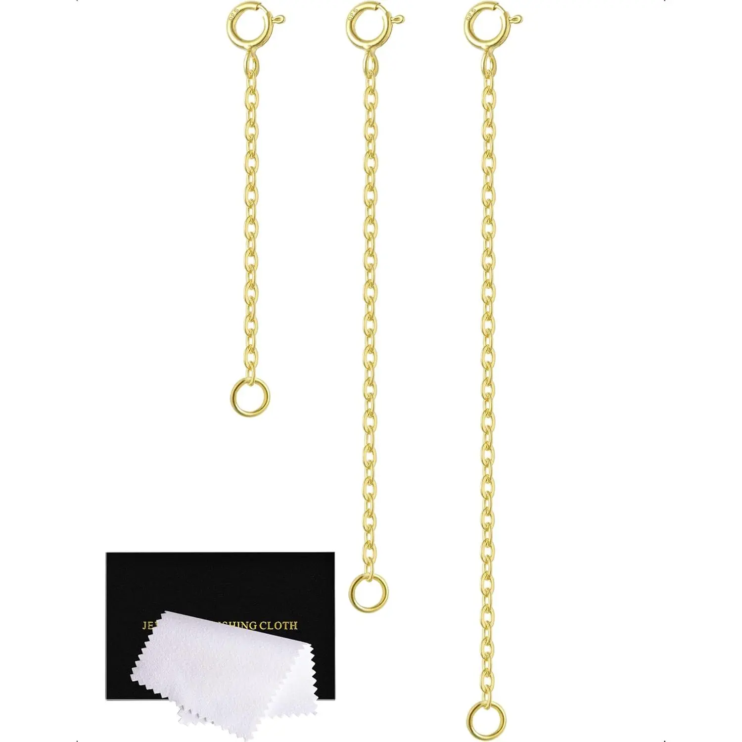 Necklace Extender 14K, 925 Sterling  Necklace Extenders  Chain Bracelet Anklet  Extension for Necklaces, 3 count Set (2, 3, 4 Inches)