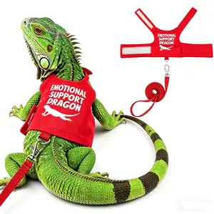 Bearded Dragon Harness and Leash Set - Escape Proof Adjustable Lizard Reptiles Harness with 5 ft Short Leash for Walking Outdoor